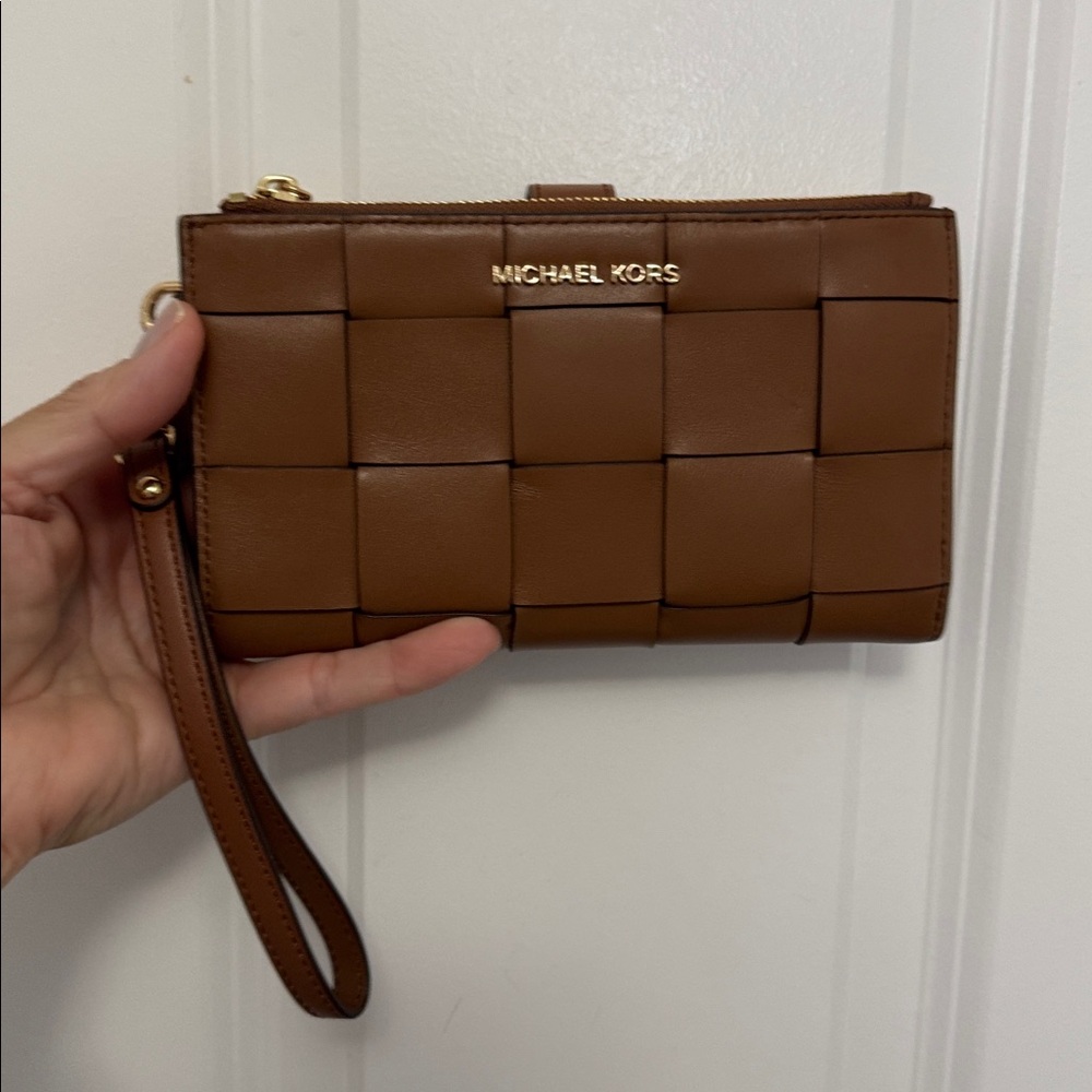 Michael Kors Tan Woven Wristlet